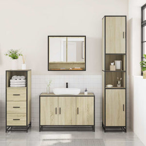 Set Mobili da Bagno 3 pz Rovere Sonoma in Legno Multistrato 3301041