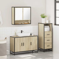 Set Mobili da Bagno 3 pz Rovere Sonoma in Legno Multistrato 3301041