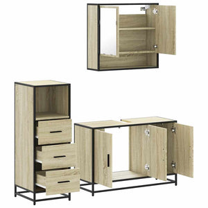 vidaXL Set Mobili da Bagno 3 pz Rovere Sonoma in Legno Multistrato