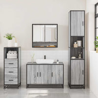 Set Mobili da Bagno 3 pz Grigio Sonoma in Legno Multistrato 3301043