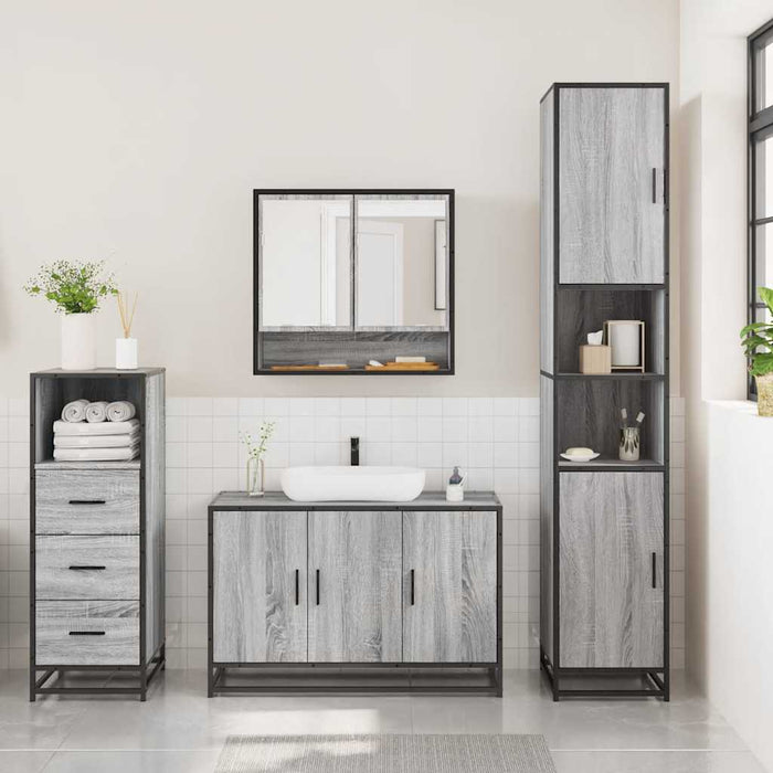 vidaXL Set Mobili da Bagno 3 pz Grigio Sonoma in Legno Multistrato
