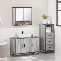Set Mobili da Bagno 3 pz Grigio Sonoma in Legno Multistrato 3301043