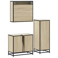 Set Mobili da Bagno 3 pz Rovere Sonoma in Legno Multistrato 3301046