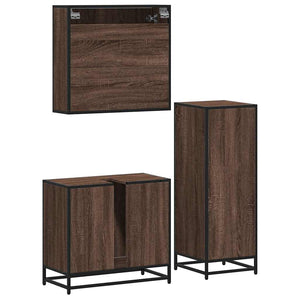 vidaXL Set Mobili da Bagno 3 pz Rovere Marrone in Legno Multistrato