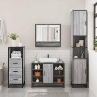 vidaXL Set Mobili da Bagno 3 pz Grigio Sonoma in Legno Multistrato
