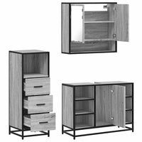 Set Mobili da Bagno 3 pz Grigio Sonoma in Legno Multistrato 3301063