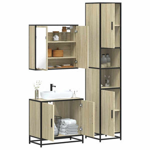 Set Mobili da Bagno 3 pz Rovere Sonoma in Legno Multistrato 3301066