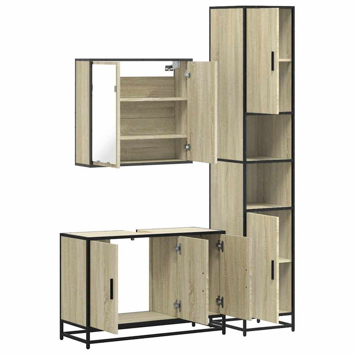 Set Mobili da Bagno 3 pz Rovere Sonoma in Legno Multistrato 3301071