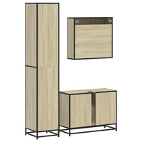 Set Mobili da Bagno 3 pz Rovere Sonoma in Legno Multistrato 3301091