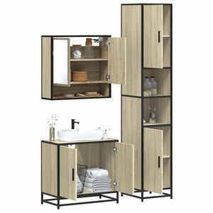 Set Mobili da Bagno 3 pz Rovere Sonoma in Legno Multistrato 3301096