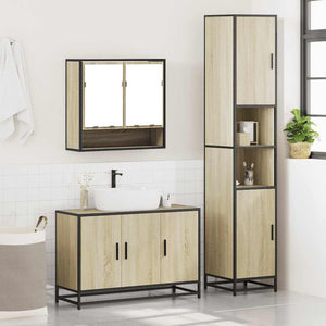 Set Mobili da Bagno 3 pz Rovere Sonoma in Legno Multistrato 3301101