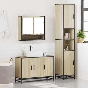 Set Mobili da Bagno 3 pz Rovere Sonoma in Legno Multistrato 3301101