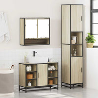 Set Mobili da Bagno 3 pz Rovere Sonoma in Legno Multistrato 3301121