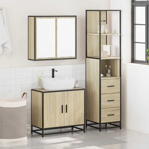 vidaXL Set Mobili da Bagno 3 pz Rovere Sonoma in Legno Multistrato