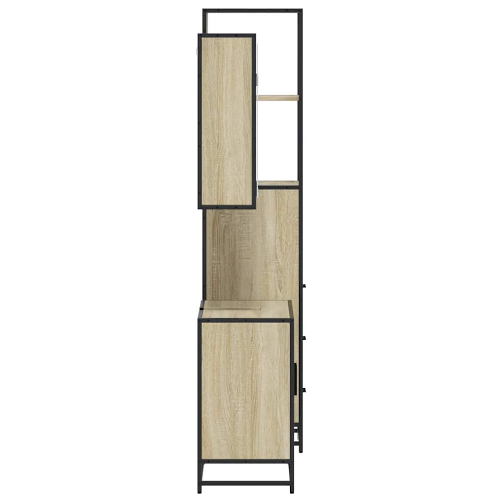 vidaXL Set Mobili da Bagno 3 pz Rovere Sonoma in Legno Multistrato