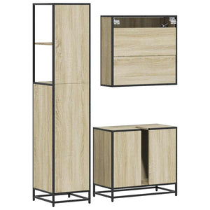 vidaXL Set Mobili da Bagno 3 pz Rovere Sonoma in Legno Multistrato