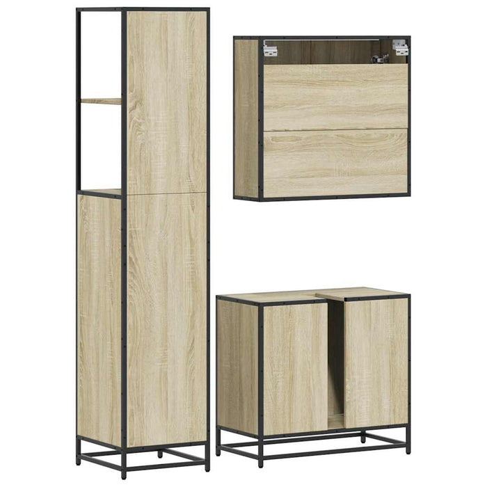vidaXL Set Mobili da Bagno 3 pz Rovere Sonoma in Legno Multistrato
