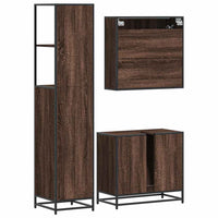 Set Mobili da Bagno 3 pz Rovere Marrone in Legno Multistrato 3301129