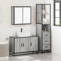 vidaXL Set Mobili da Bagno 3 pz Grigio Sonoma in Legno Multistrato