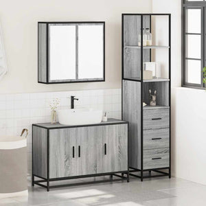 vidaXL Set Mobili da Bagno 3 pz Grigio Sonoma in Legno Multistrato