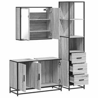vidaXL Set Mobili da Bagno 3 pz Grigio Sonoma in Legno Multistrato