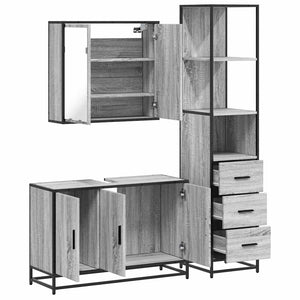 vidaXL Set Mobili da Bagno 3 pz Grigio Sonoma in Legno Multistrato