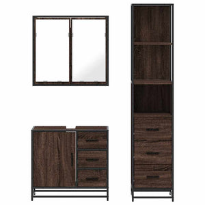 vidaXL Set Mobili da Bagno 3 pz Rovere Marrone in Legno Multistrato