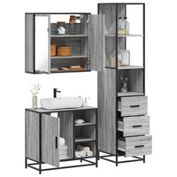 Set Mobili da Bagno 3 pz Grigio Sonoma in Legno Multistrato 3301148