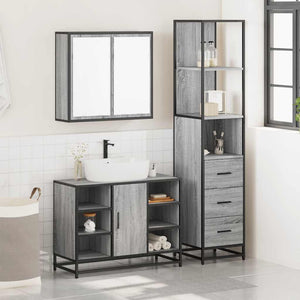 vidaXL Set Mobili da Bagno 3 pz Grigio Sonoma in Legno Multistrato