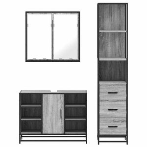 vidaXL Set Mobili da Bagno 3 pz Grigio Sonoma in Legno Multistrato