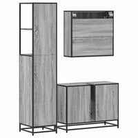 Set Mobili da Bagno 3 pz Grigio Sonoma in Legno Multistrato 3301153