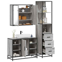 Set Mobili da Bagno 3 pz Grigio Sonoma in Legno Multistrato 3301153