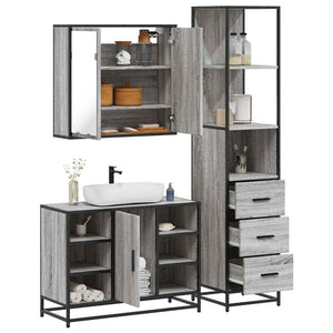 Set Mobili da Bagno 3 pz Grigio Sonoma in Legno Multistrato 3301153