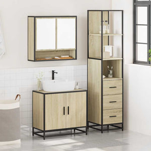 Set Mobili da Bagno 3 pz Rovere Sonoma in Legno Multistrato 3301156