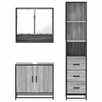 vidaXL Set Mobili da Bagno 3 pz Grigio Sonoma in Legno Multistrato