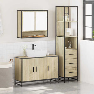 Set Mobili da Bagno 3 pz Rovere Sonoma in Legno Multistrato 3301161
