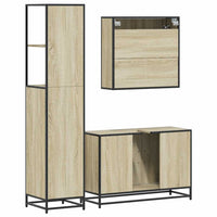 Set Mobili da Bagno 3 pz Rovere Sonoma in Legno Multistrato 3301161