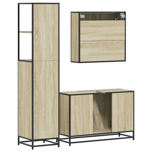 Set Mobili da Bagno 3 pz Rovere Sonoma in Legno Multistrato 3301161