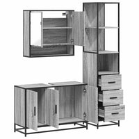 Set Mobili da Bagno 3 pz Grigio Sonoma in Legno Multistrato