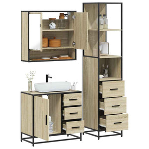 vidaXL Set Mobili da Bagno 3 pz Rovere Sonoma in Legno Multistrato