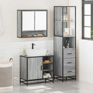 vidaXL Set Mobili da Bagno 3 pz Grigio Sonoma in Legno Multistrato
