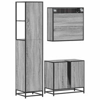 Set Mobili da Bagno 3 pz Grigio Sonoma in Legno Multistrato 3301178