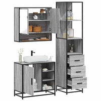 Set Mobili da Bagno 3 pz Grigio Sonoma in Legno Multistrato 3301178