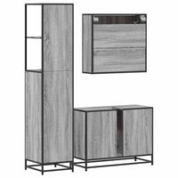 Set Mobili da Bagno 3 pz Grigio Sonoma in Legno Multistrato 3301183
