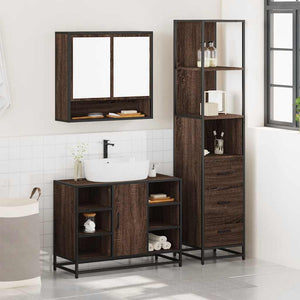 vidaXL Set Mobili da Bagno 3 pz Rovere Marrone in Legno Multistrato