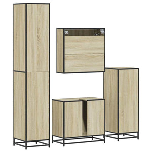 Set Mobili da Bagno 4 pz Rovere Sonoma in Legno Multistrato 3301186