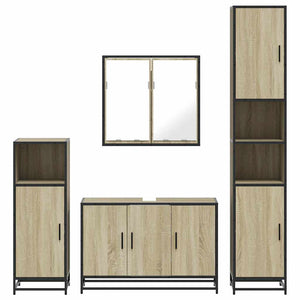 vidaXL Set Mobili da Bagno 4 pz Rovere Sonoma in Legno Multistrato