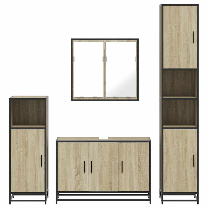 vidaXL Set Mobili da Bagno 4 pz Rovere Sonoma in Legno Multistrato