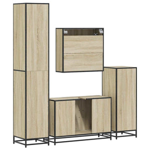Set Mobili da Bagno 4 pz Rovere Sonoma in Legno Multistrato 3301191