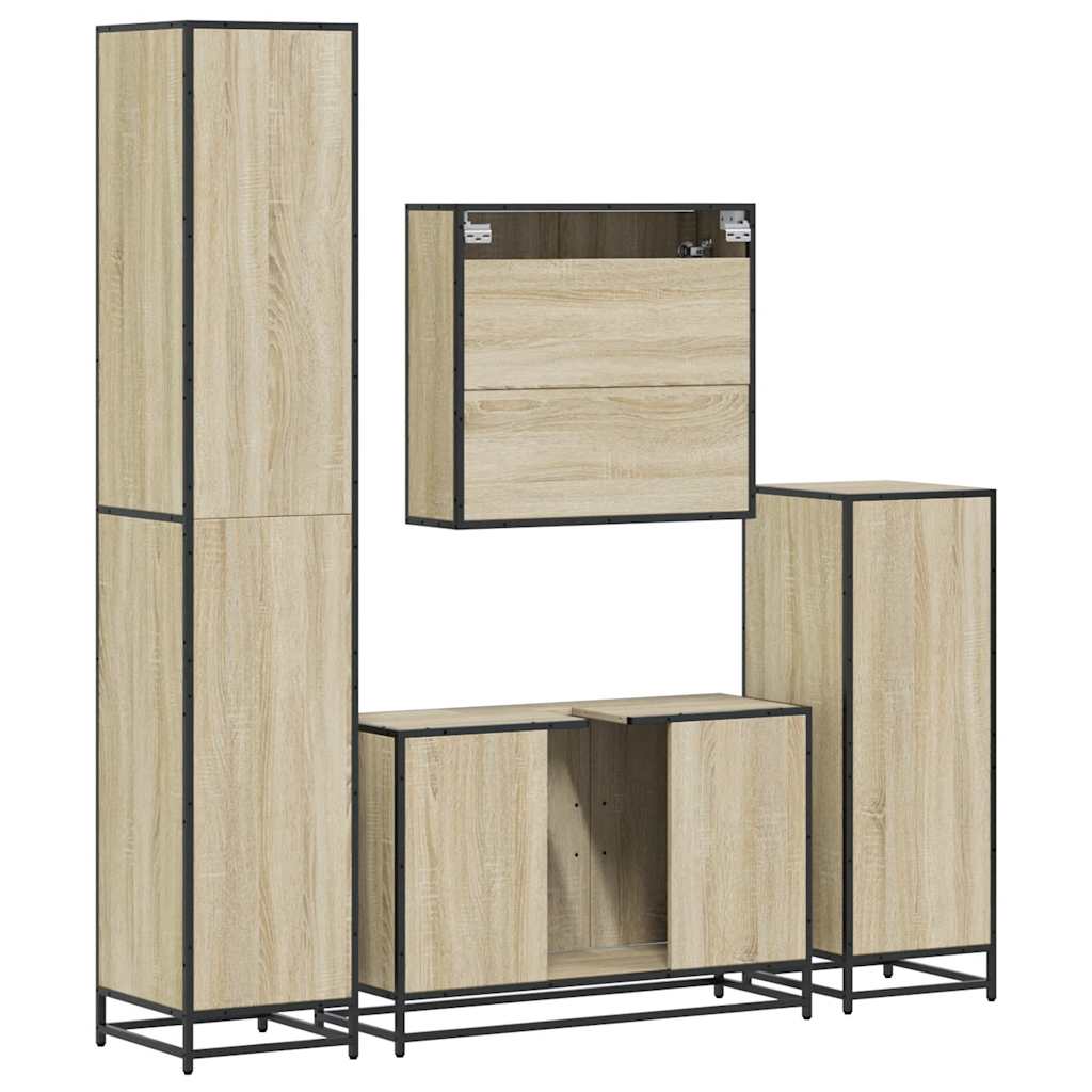 vidaXL Set Mobili da Bagno 4 pz Rovere Sonoma in Legno Multistrato